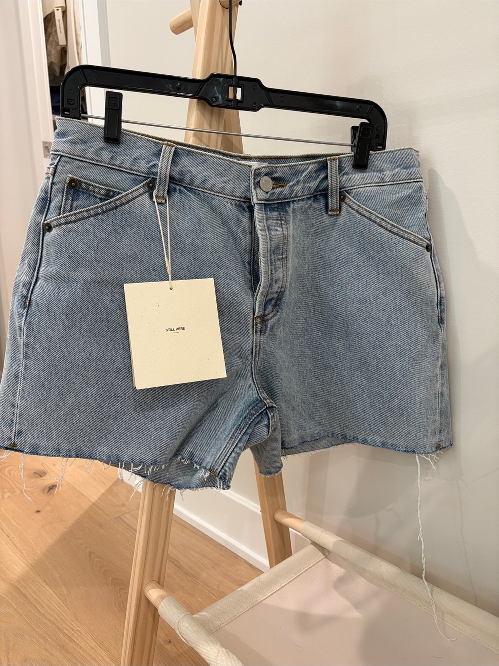 Still Here denim cut off shorts